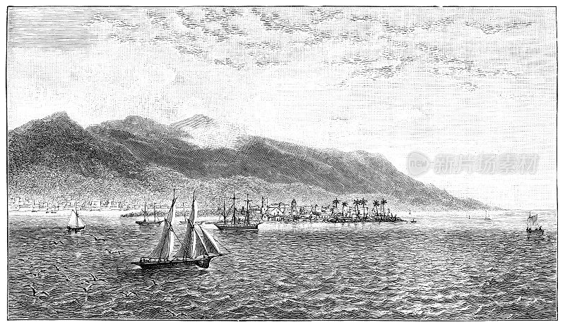 牙买加皇家港，加勒比- 19世纪